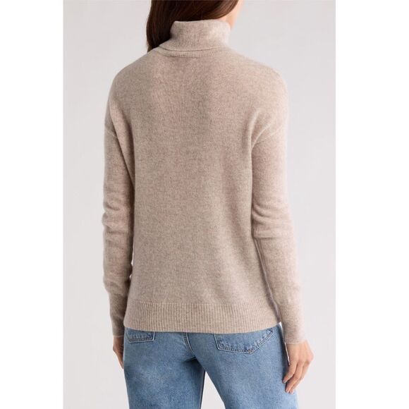 Nordstrom Turtleneck 100% Cashmere Sweater, Size Small (4/6), Beige, NWT - Picture 2 of 5